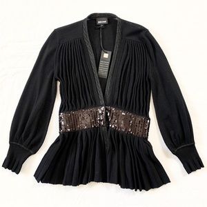 Just cavalli pleated wool sweater blouse